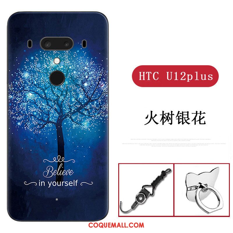 Étui Htc U12+ Protection Bleu Personnalité, Coque Htc U12+ Silicone Tendance