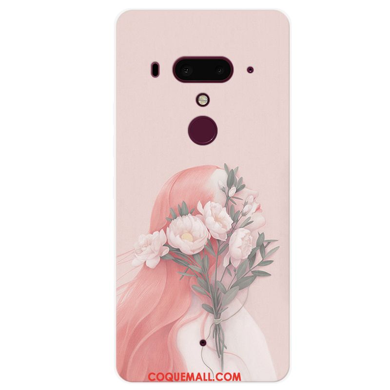 Étui Htc U12+ Silicone Simple Fluide Doux, Coque Htc U12+ Rose Petit