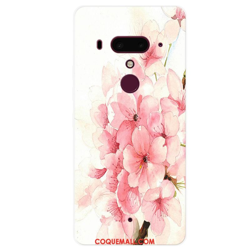 Étui Htc U12+ Silicone Simple Fluide Doux, Coque Htc U12+ Rose Petit