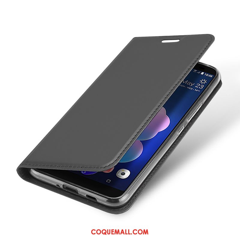 Étui Htc U12+ Étui En Cuir Carte Bleu, Coque Htc U12+ Magnétisme Transparent