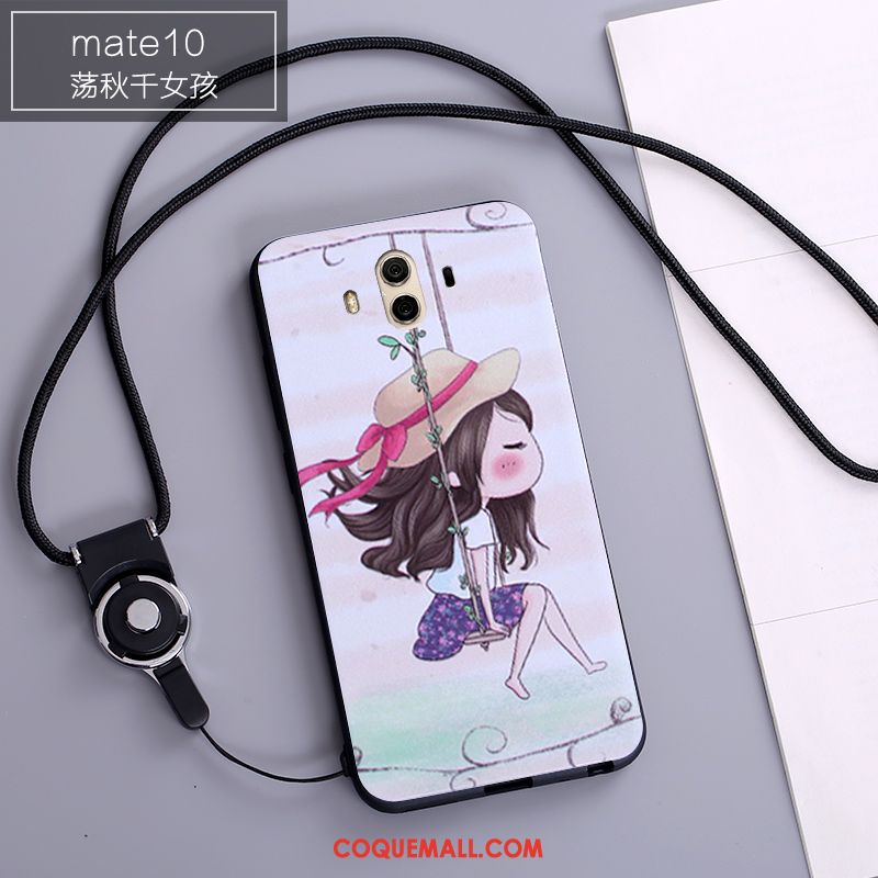 Étui Huawei Mate 10 Blanc Téléphone Portable Dessin Animé, Coque Huawei Mate 10 Fluide Doux