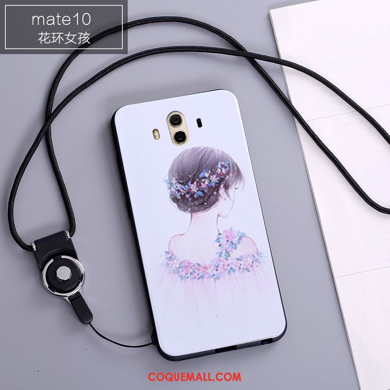 Étui Huawei Mate 10 Blanc Téléphone Portable Dessin Animé, Coque Huawei Mate 10 Fluide Doux