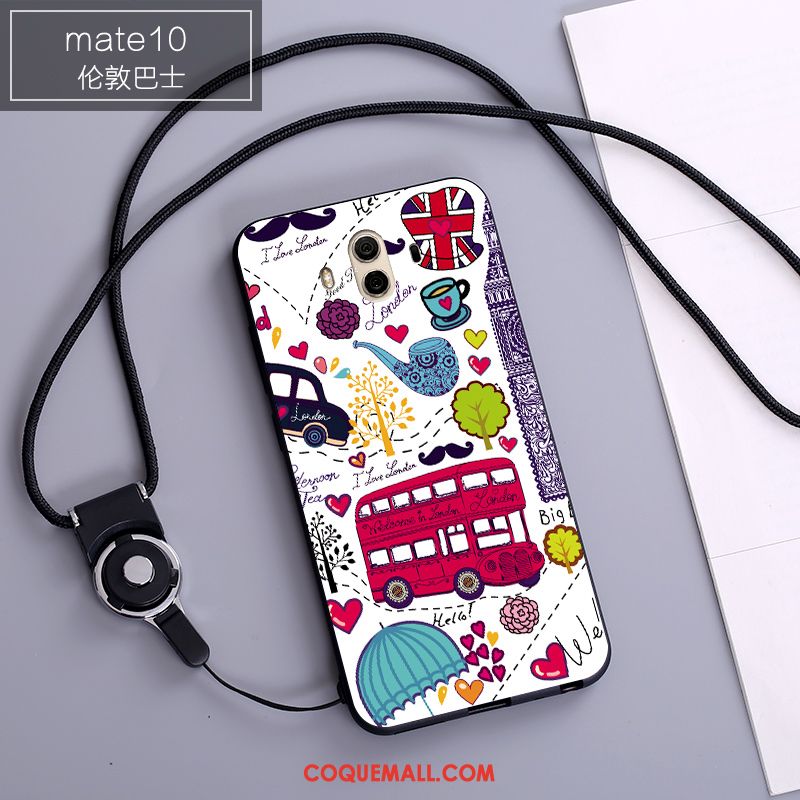 Étui Huawei Mate 10 Blanc Téléphone Portable Dessin Animé, Coque Huawei Mate 10 Fluide Doux