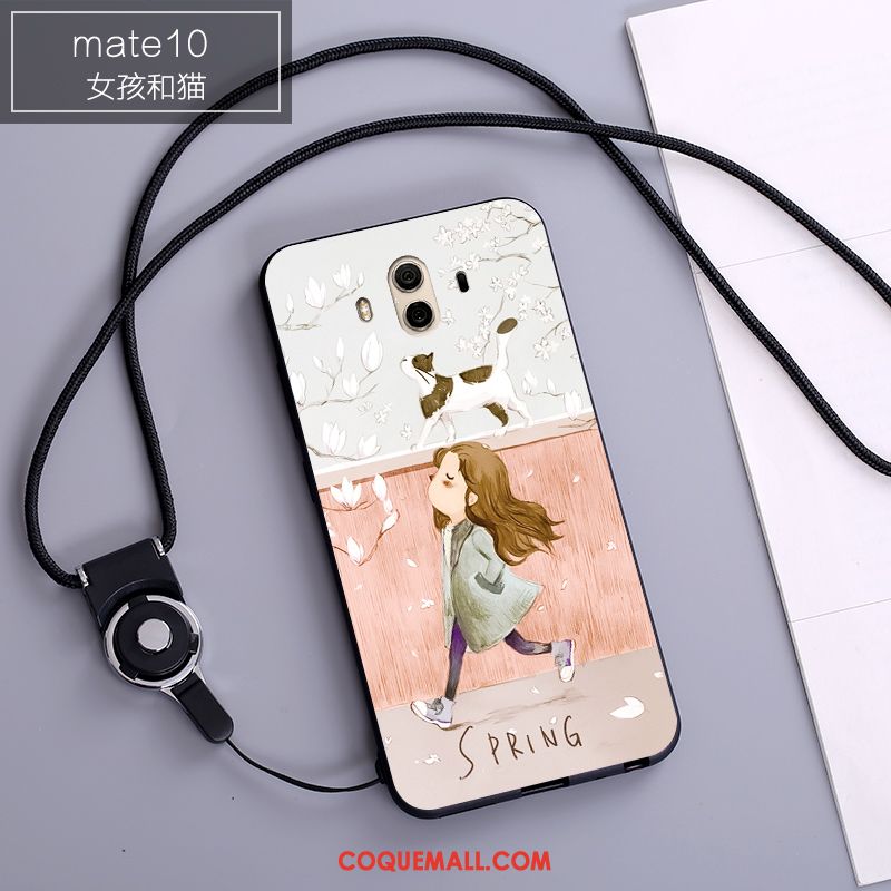 Étui Huawei Mate 10 Blanc Téléphone Portable Dessin Animé, Coque Huawei Mate 10 Fluide Doux