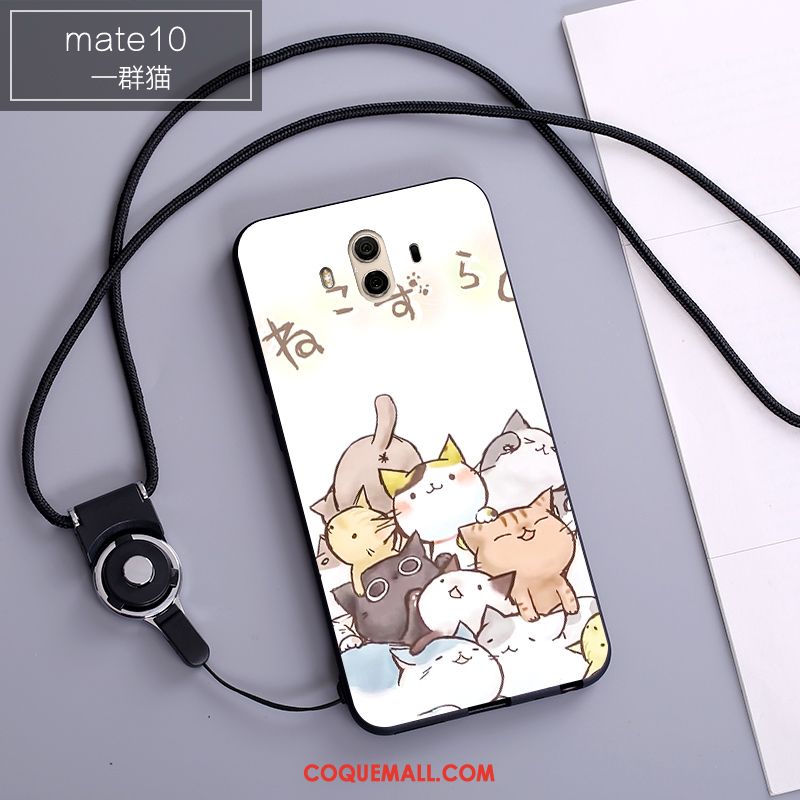 Étui Huawei Mate 10 Blanc Téléphone Portable Dessin Animé, Coque Huawei Mate 10 Fluide Doux