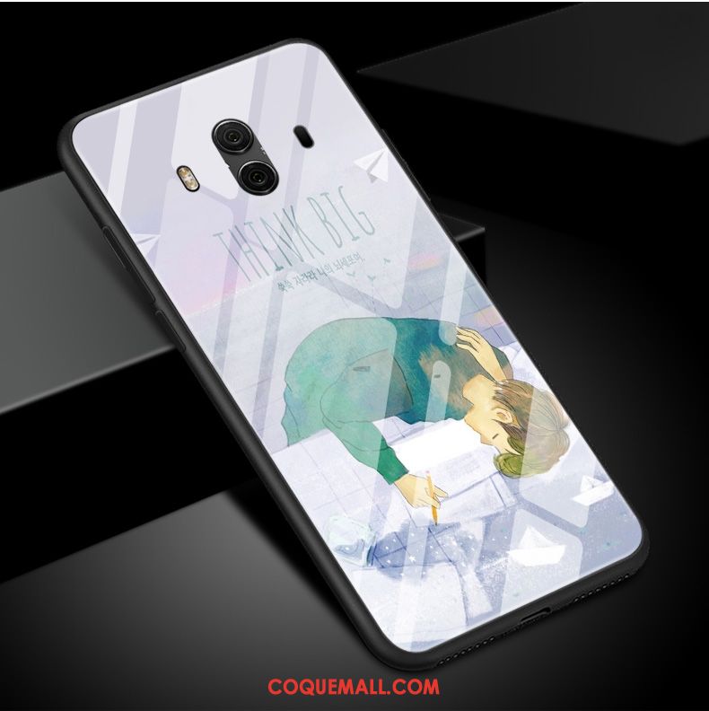 Étui Huawei Mate 10 Bordure Vert Fluide Doux, Coque Huawei Mate 10 Verre Protection