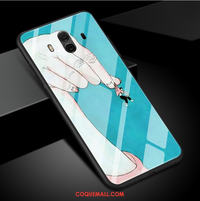 Étui Huawei Mate 10 Bordure Vert Fluide Doux, Coque Huawei Mate 10 Verre Protection