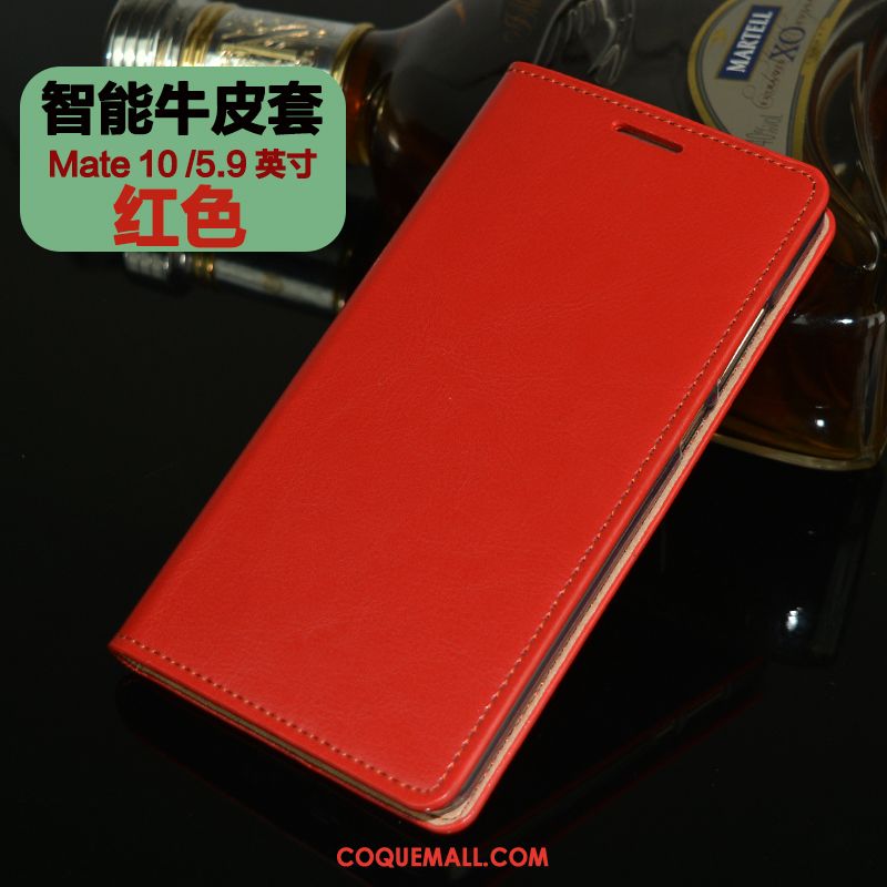 Étui Huawei Mate 10 Cuir Véritable Incassable Orange, Coque Huawei Mate 10 Téléphone Portable Tout Compris