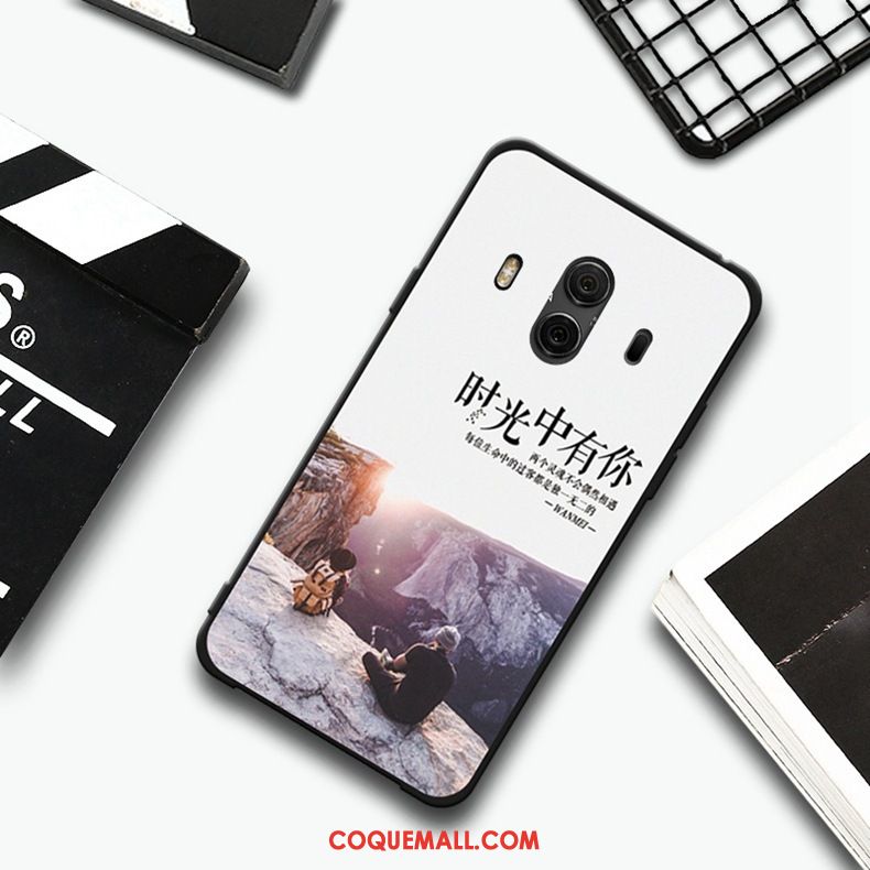 Étui Huawei Mate 10 Gaufrage Noir Téléphone Portable, Coque Huawei Mate 10 Protection Fluide Doux