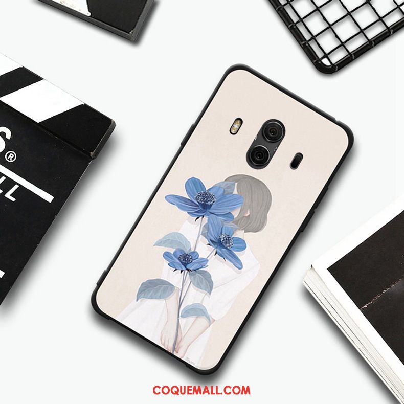 Étui Huawei Mate 10 Gaufrage Noir Téléphone Portable, Coque Huawei Mate 10 Protection Fluide Doux