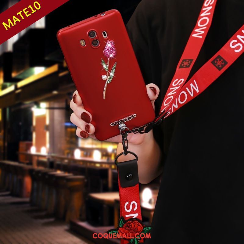 Étui Huawei Mate 10 Incassable Téléphone Portable Rouge, Coque Huawei Mate 10 Noir Fluide Doux