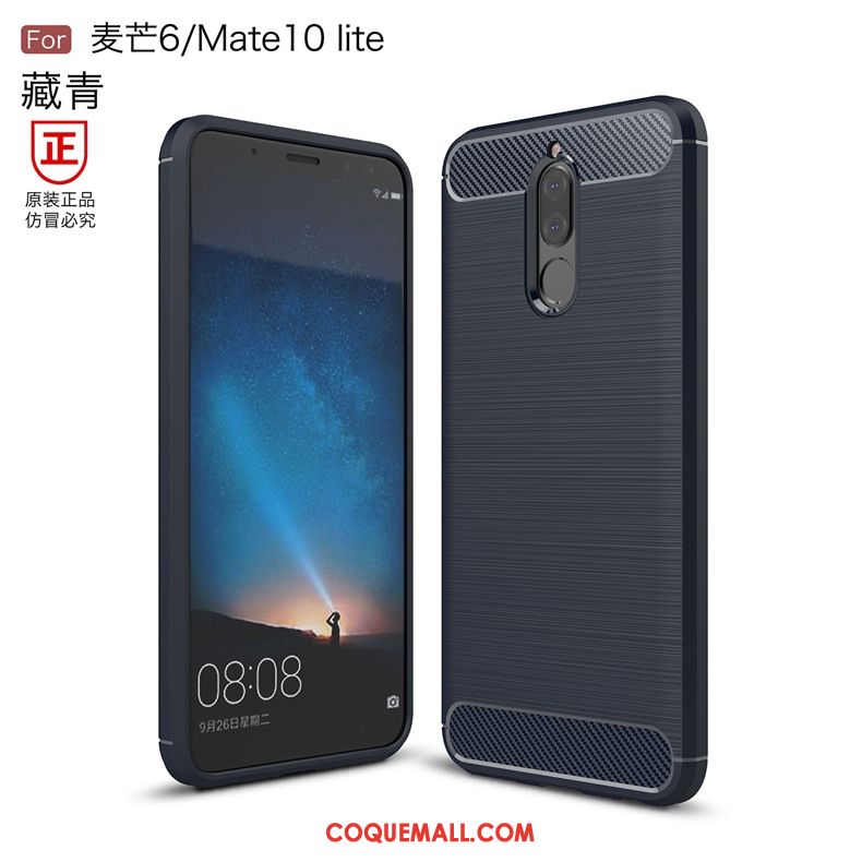 Étui Huawei Mate 10 Lite Fibre Noir Téléphone Portable, Coque Huawei Mate 10 Lite Tout Compris Incassable