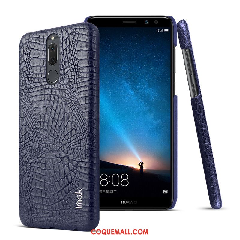 Étui Huawei Mate 10 Lite Protection Foncé Incassable, Coque Huawei Mate 10 Lite Similicuir Crocodile Modèle Braun