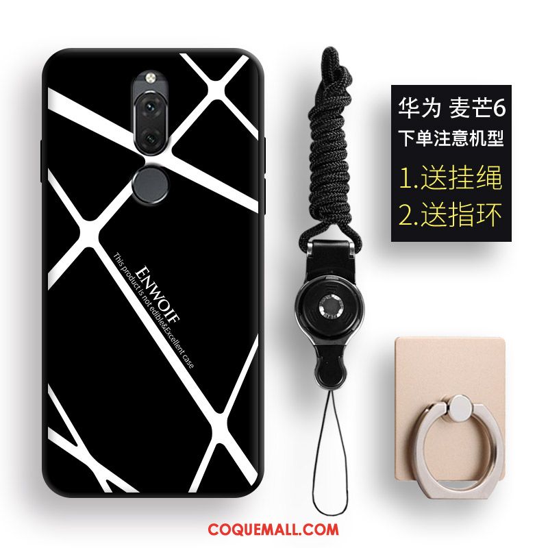 Étui Huawei Mate 10 Lite Protection Téléphone Portable Ornements Suspendus, Coque Huawei Mate 10 Lite Anneau Noir
