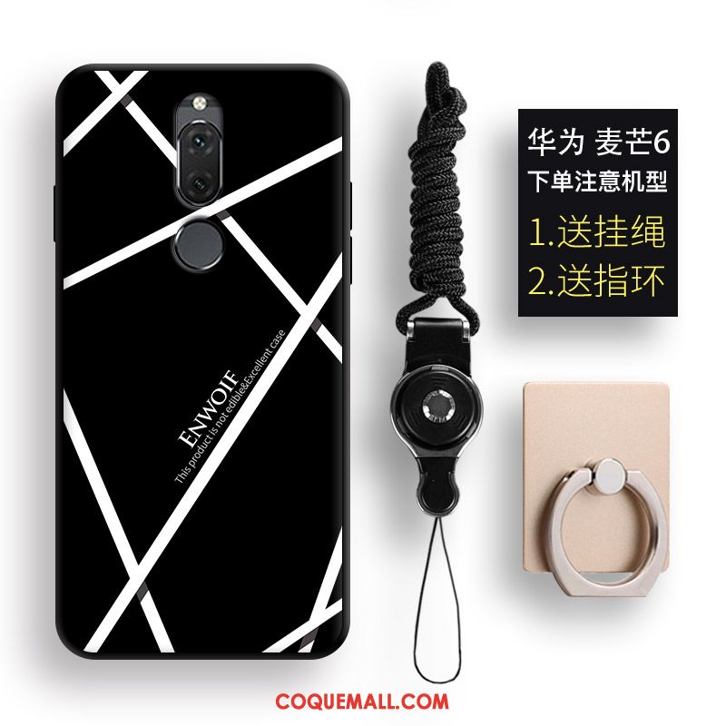 Étui Huawei Mate 10 Lite Protection Téléphone Portable Ornements Suspendus, Coque Huawei Mate 10 Lite Anneau Noir