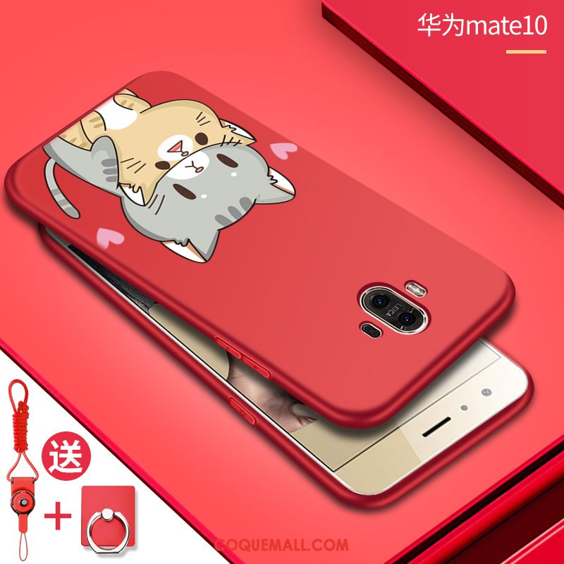 Étui Huawei Mate 10 Net Rouge Incassable Dessin Animé, Coque Huawei Mate 10 Silicone Fluide Doux