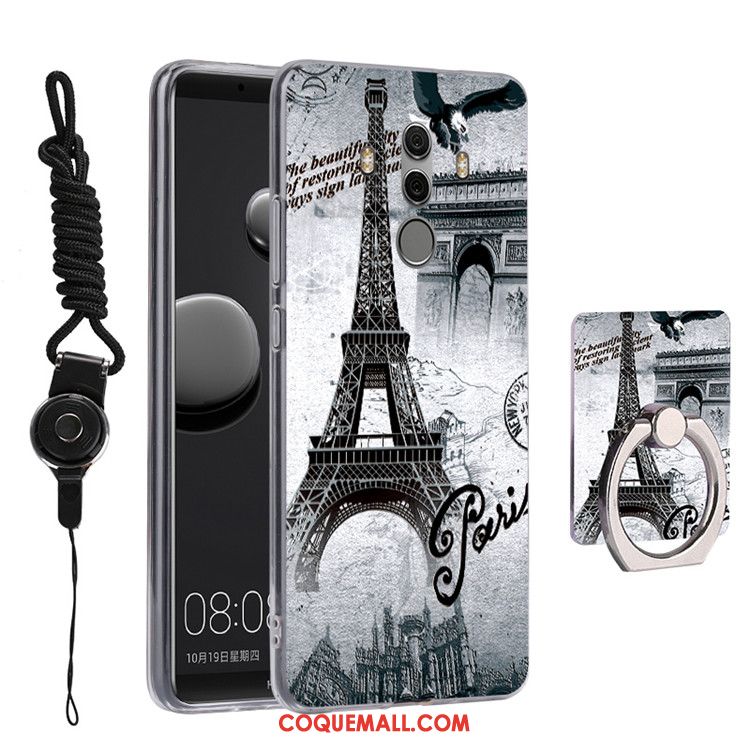 Étui Huawei Mate 10 Pro Anneau Gaufrage Fluide Doux, Coque Huawei Mate 10 Pro Bleu Téléphone Portable