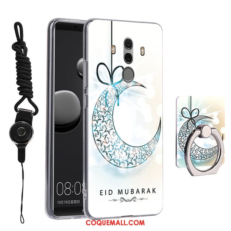 Étui Huawei Mate 10 Pro Anneau Gaufrage Fluide Doux, Coque Huawei Mate 10 Pro Bleu Téléphone Portable