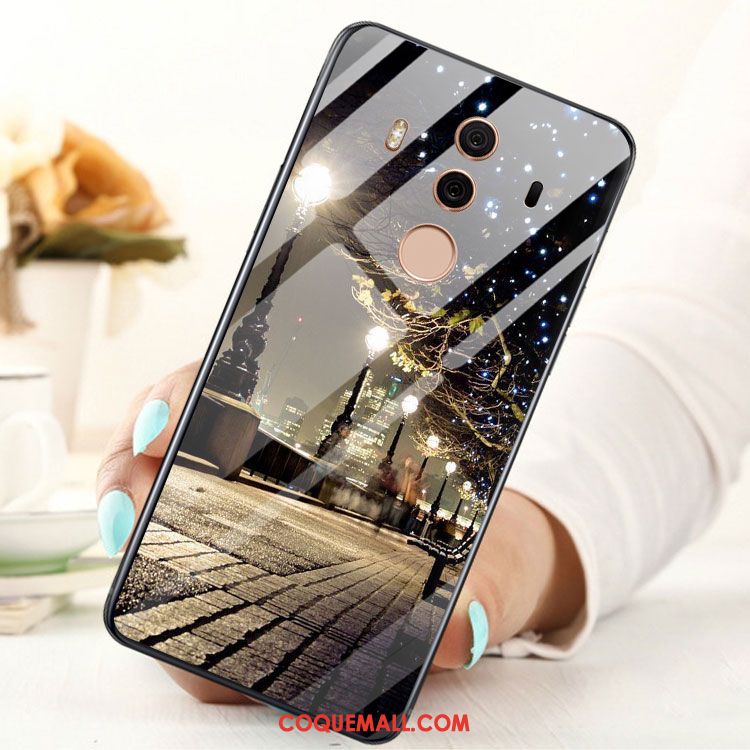 Étui Huawei Mate 10 Pro Blanc Incassable Verre, Coque Huawei Mate 10 Pro Fluide Doux Téléphone Portable