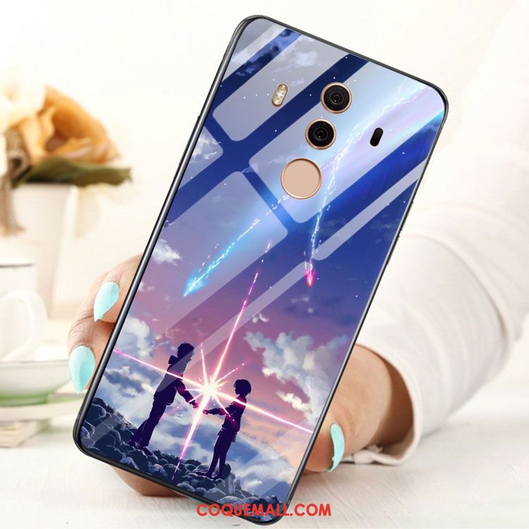 Étui Huawei Mate 10 Pro Blanc Incassable Verre, Coque Huawei Mate 10 Pro Fluide Doux Téléphone Portable