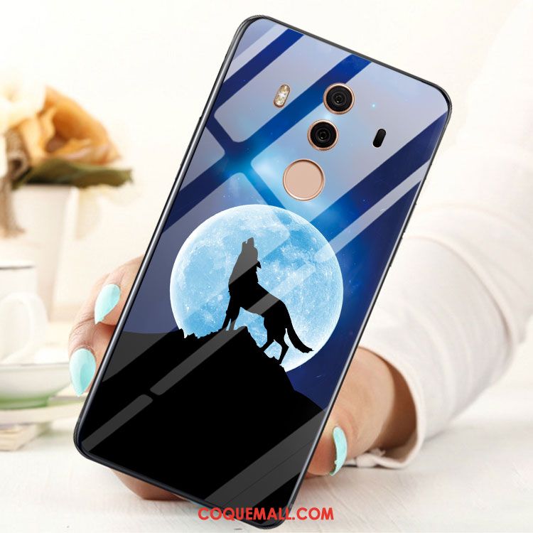 Étui Huawei Mate 10 Pro Blanc Incassable Verre, Coque Huawei Mate 10 Pro Fluide Doux Téléphone Portable