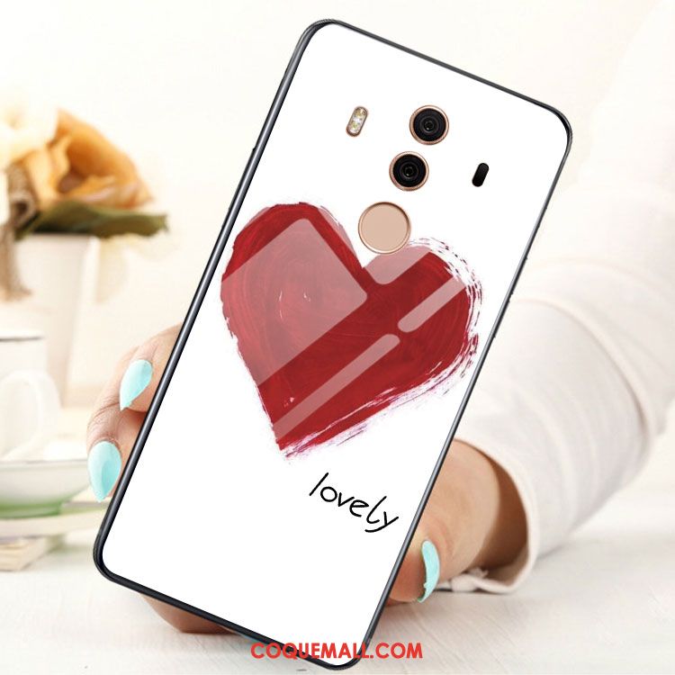 Étui Huawei Mate 10 Pro Blanc Incassable Verre, Coque Huawei Mate 10 Pro Fluide Doux Téléphone Portable