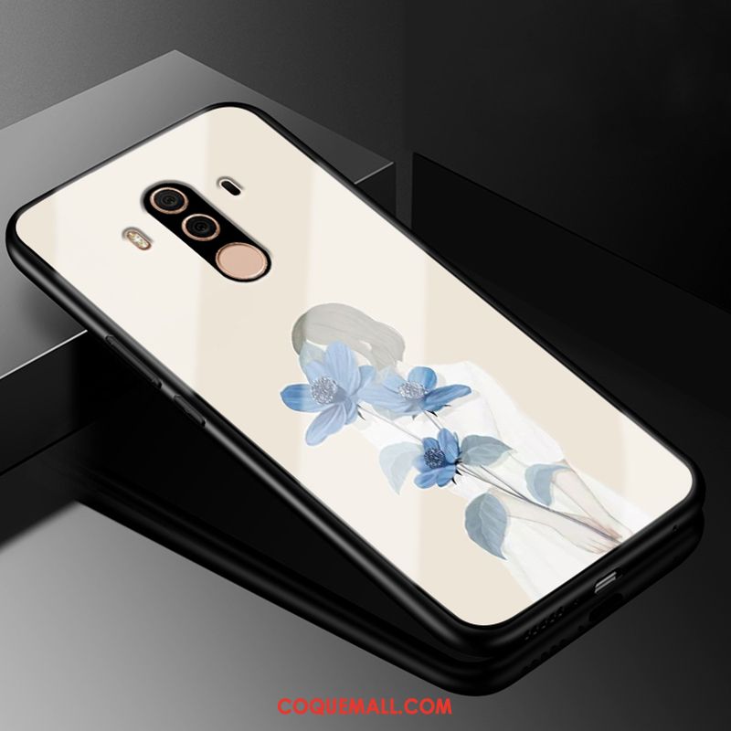 Étui Huawei Mate 10 Pro Blanc Silicone Tout Compris, Coque Huawei Mate 10 Pro Téléphone Portable Verre