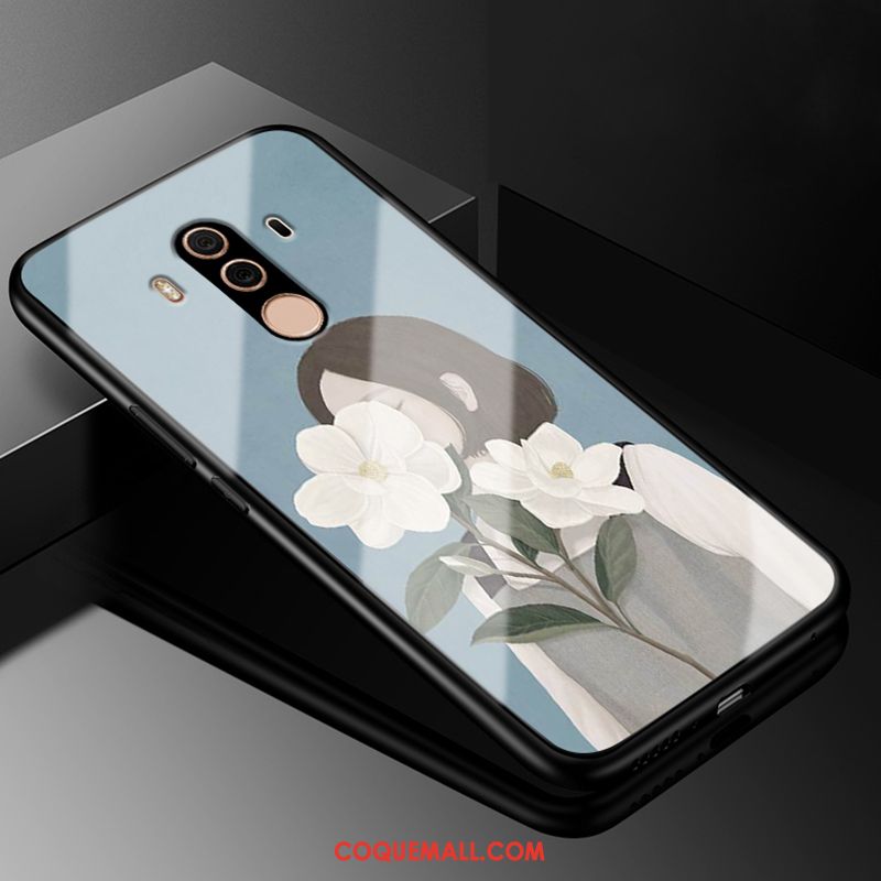 Étui Huawei Mate 10 Pro Blanc Silicone Tout Compris, Coque Huawei Mate 10 Pro Téléphone Portable Verre