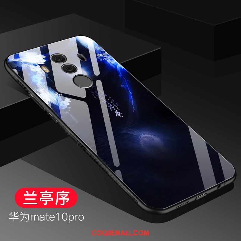 Étui Huawei Mate 10 Pro Bleu Tendance Verre, Coque Huawei Mate 10 Pro Téléphone Portable Protection