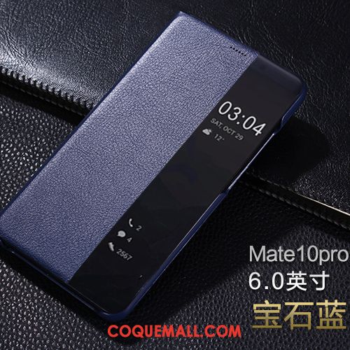 Étui Huawei Mate 10 Pro Clamshell Téléphone Portable Protection, Coque Huawei Mate 10 Pro Noir Étui En Cuir