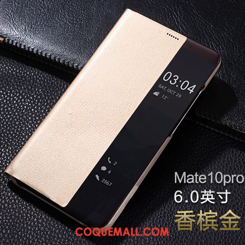 Étui Huawei Mate 10 Pro Clamshell Téléphone Portable Protection, Coque Huawei Mate 10 Pro Noir Étui En Cuir