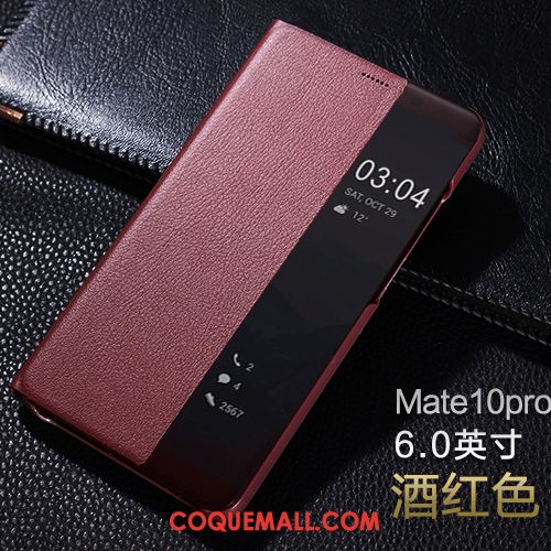 Étui Huawei Mate 10 Pro Clamshell Téléphone Portable Protection, Coque Huawei Mate 10 Pro Noir Étui En Cuir