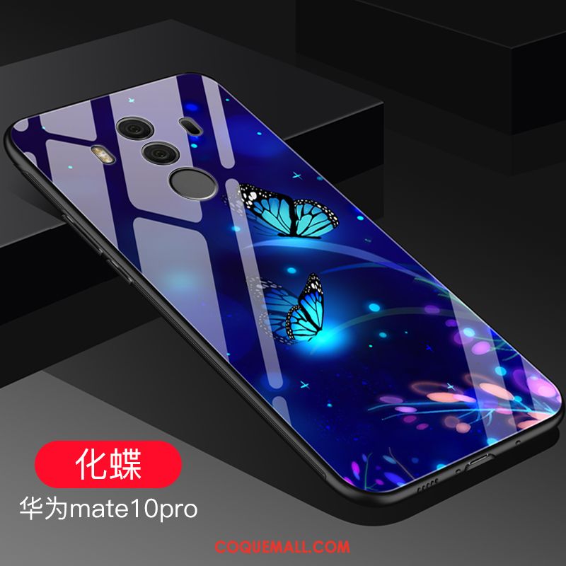 Étui Huawei Mate 10 Pro Fluide Doux Tendance Bleu, Coque Huawei Mate 10 Pro Verre Protection