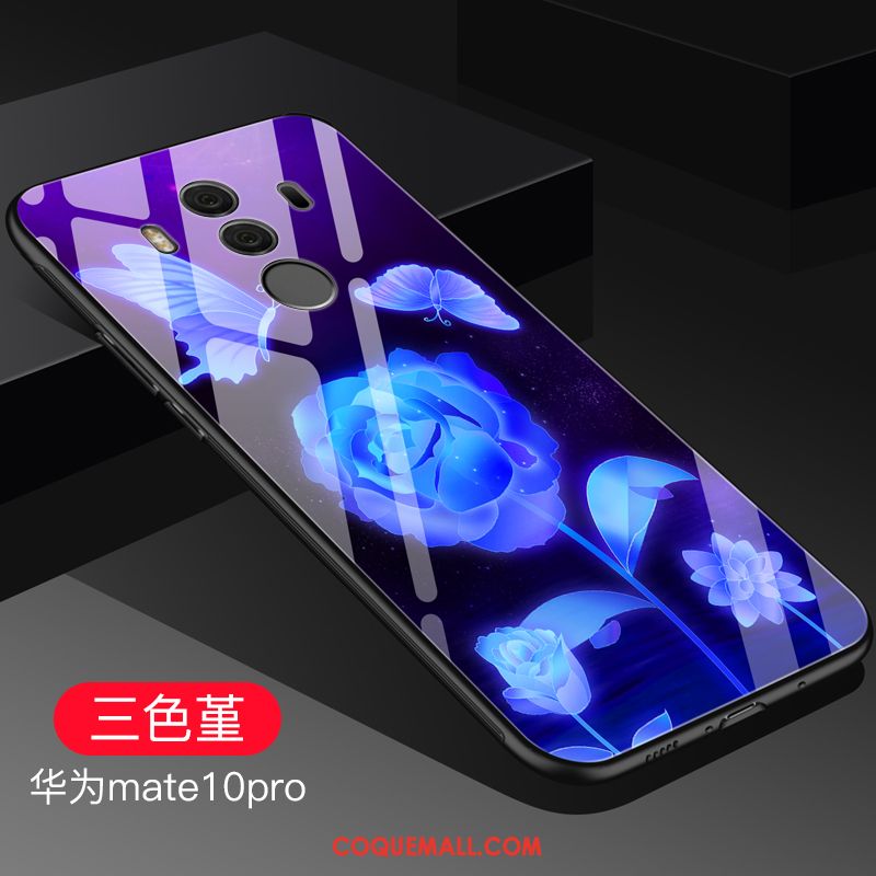 Étui Huawei Mate 10 Pro Fluide Doux Tendance Bleu, Coque Huawei Mate 10 Pro Verre Protection