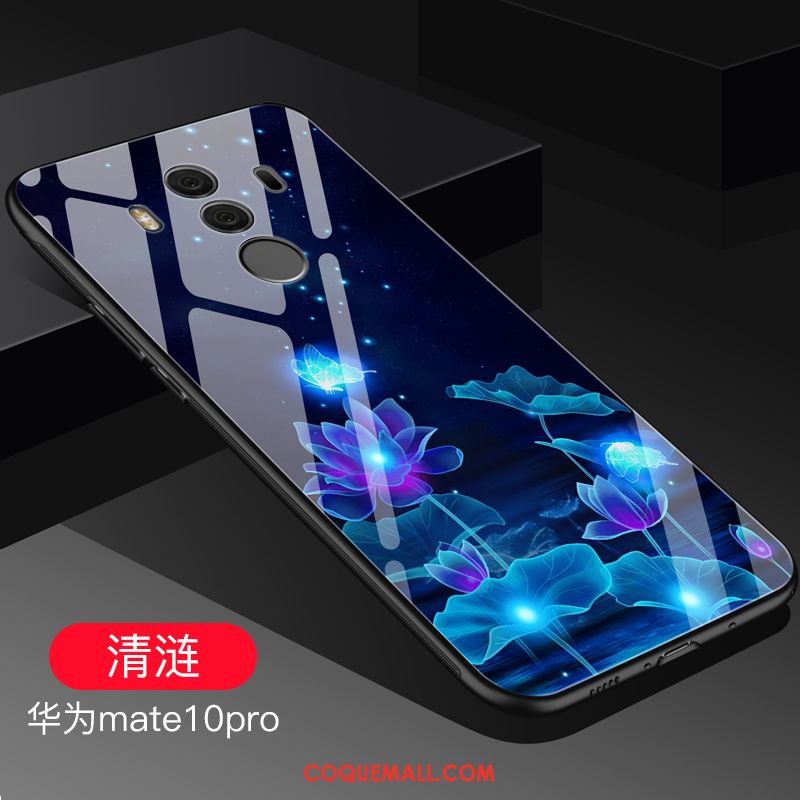 Étui Huawei Mate 10 Pro Fluide Doux Tendance Bleu, Coque Huawei Mate 10 Pro Verre Protection