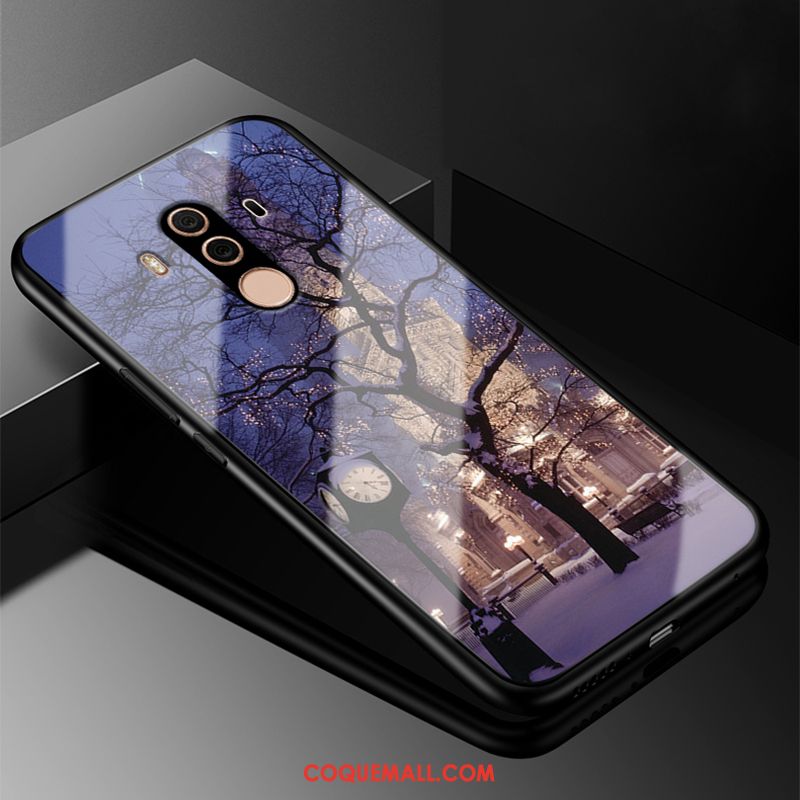 Étui Huawei Mate 10 Pro Incassable Verre Noir, Coque Huawei Mate 10 Pro Bleu Téléphone Portable