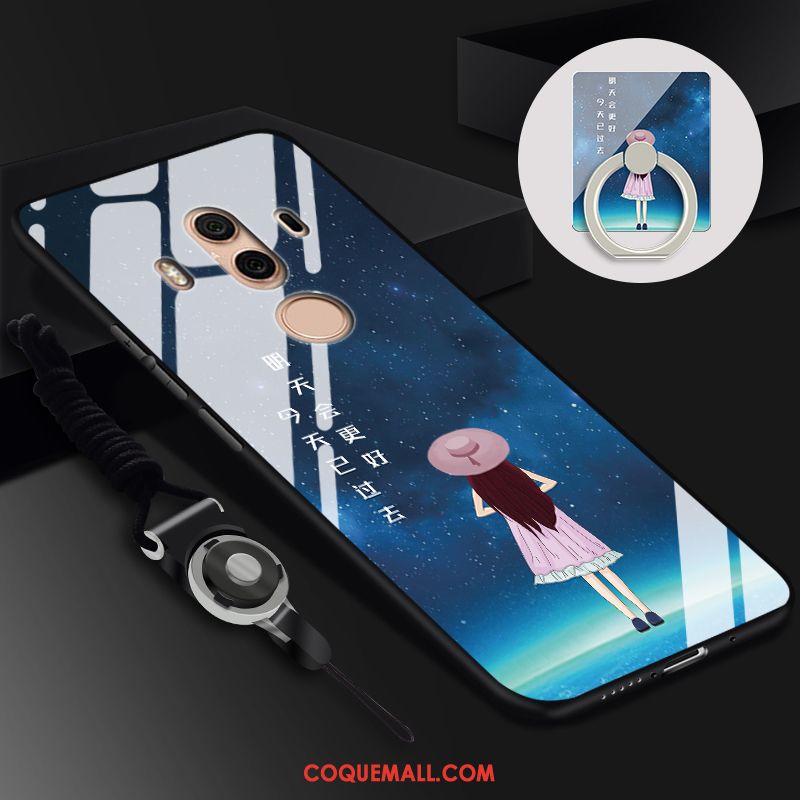 Étui Huawei Mate 10 Pro Protection Noir Verre, Coque Huawei Mate 10 Pro Téléphone Portable Ornements Suspendus