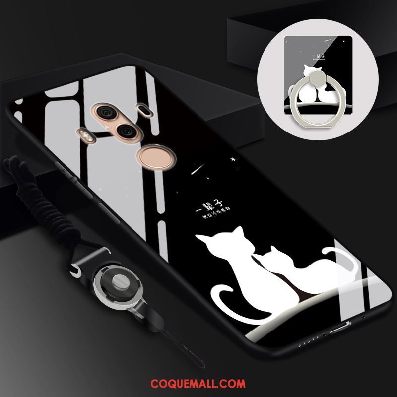 Étui Huawei Mate 10 Pro Protection Noir Verre, Coque Huawei Mate 10 Pro Téléphone Portable Ornements Suspendus