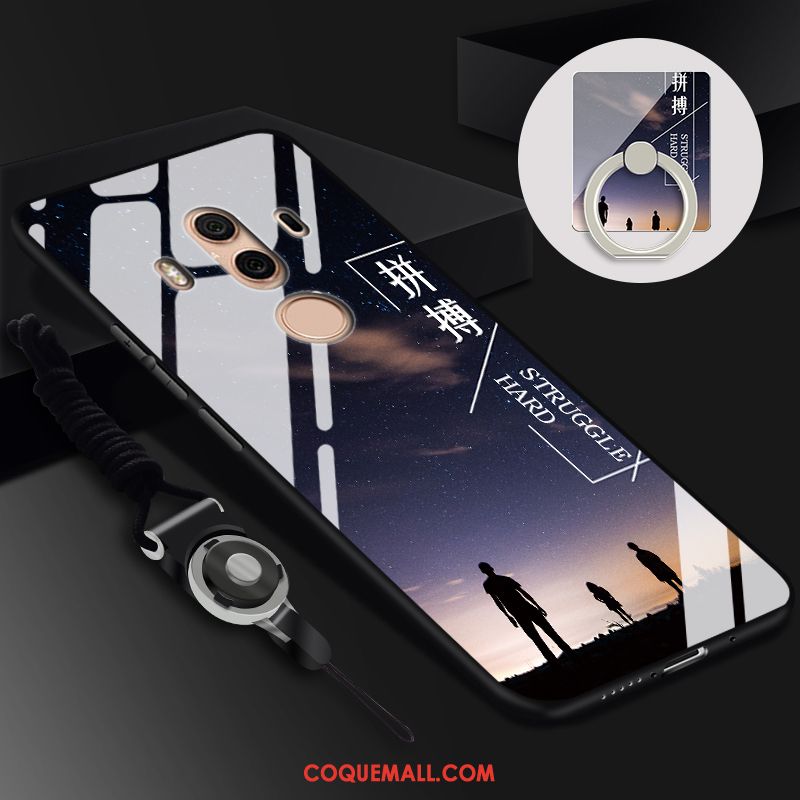 Étui Huawei Mate 10 Pro Protection Noir Verre, Coque Huawei Mate 10 Pro Téléphone Portable Ornements Suspendus