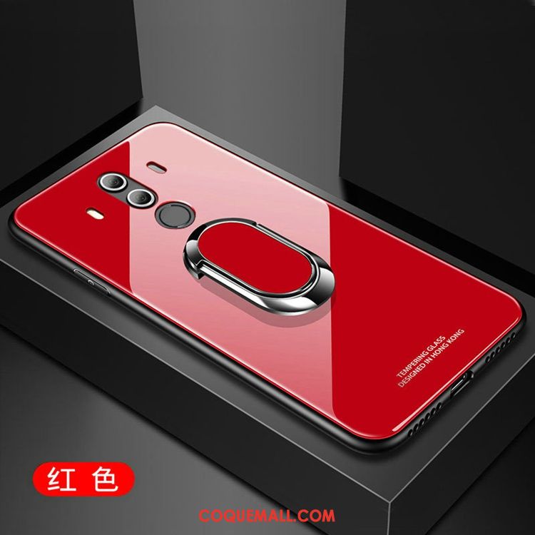 Étui Huawei Mate 10 Pro Rouge Protection Miroir, Coque Huawei Mate 10 Pro Verre Difficile