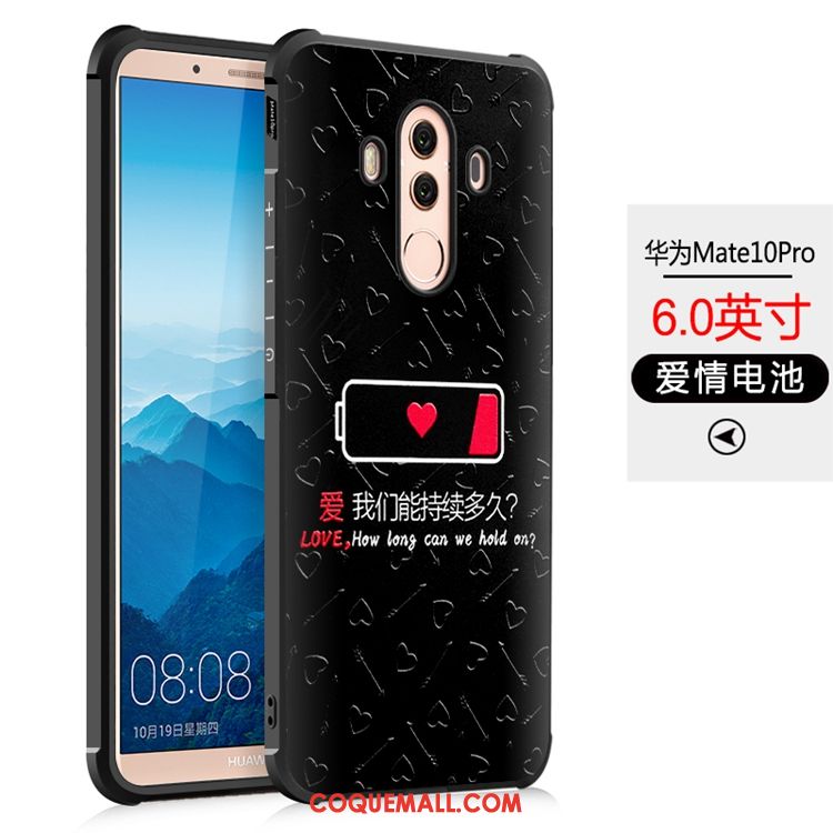 Étui Huawei Mate 10 Pro Téléphone Portable Noir Gaufrage, Coque Huawei Mate 10 Pro Fluide Doux