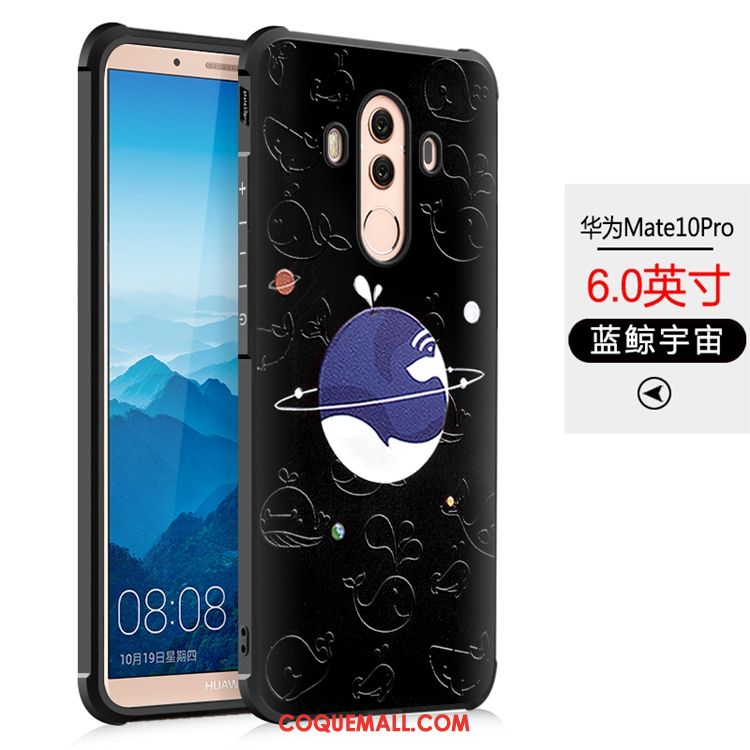 Étui Huawei Mate 10 Pro Téléphone Portable Noir Gaufrage, Coque Huawei Mate 10 Pro Fluide Doux