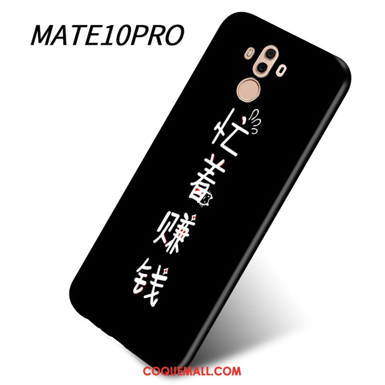 Étui Huawei Mate 10 Pro Téléphone Portable Noir Incassable, Coque Huawei Mate 10 Pro Fluide Doux Délavé En Daim