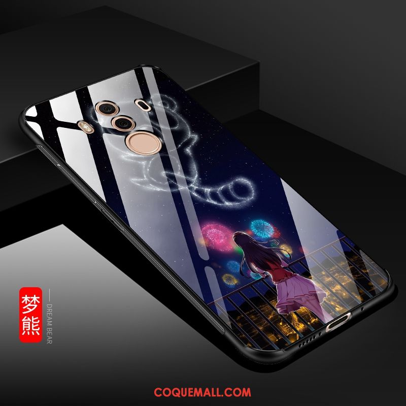 Étui Huawei Mate 10 Pro Verre Protection Incassable, Coque Huawei Mate 10 Pro Fluide Doux Noir