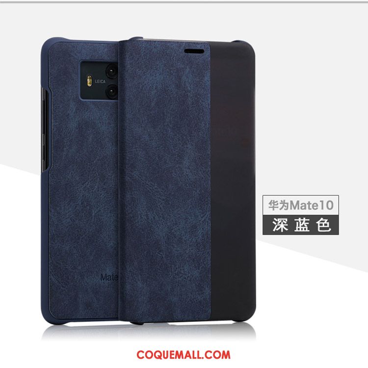 Étui Huawei Mate 10 Protection Étui En Cuir Clamshell, Coque Huawei Mate 10 Incassable Bleu