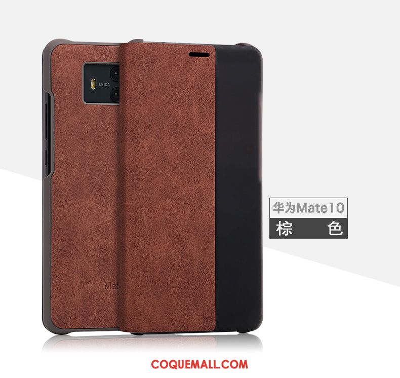 Étui Huawei Mate 10 Protection Étui En Cuir Clamshell, Coque Huawei Mate 10 Incassable Bleu