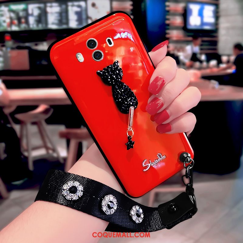 Étui Huawei Mate 10 Rouge Fluide Doux Noir, Coque Huawei Mate 10 Incassable Difficile