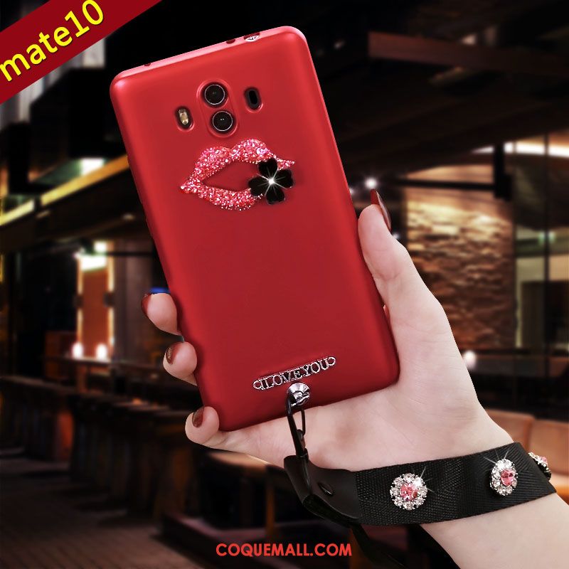 Étui Huawei Mate 10 Rouge Rose Incassable, Coque Huawei Mate 10 Fluide Doux Téléphone Portable