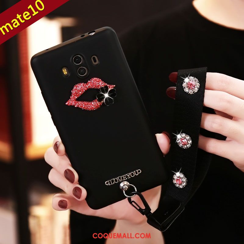 Étui Huawei Mate 10 Rouge Rose Incassable, Coque Huawei Mate 10 Fluide Doux Téléphone Portable