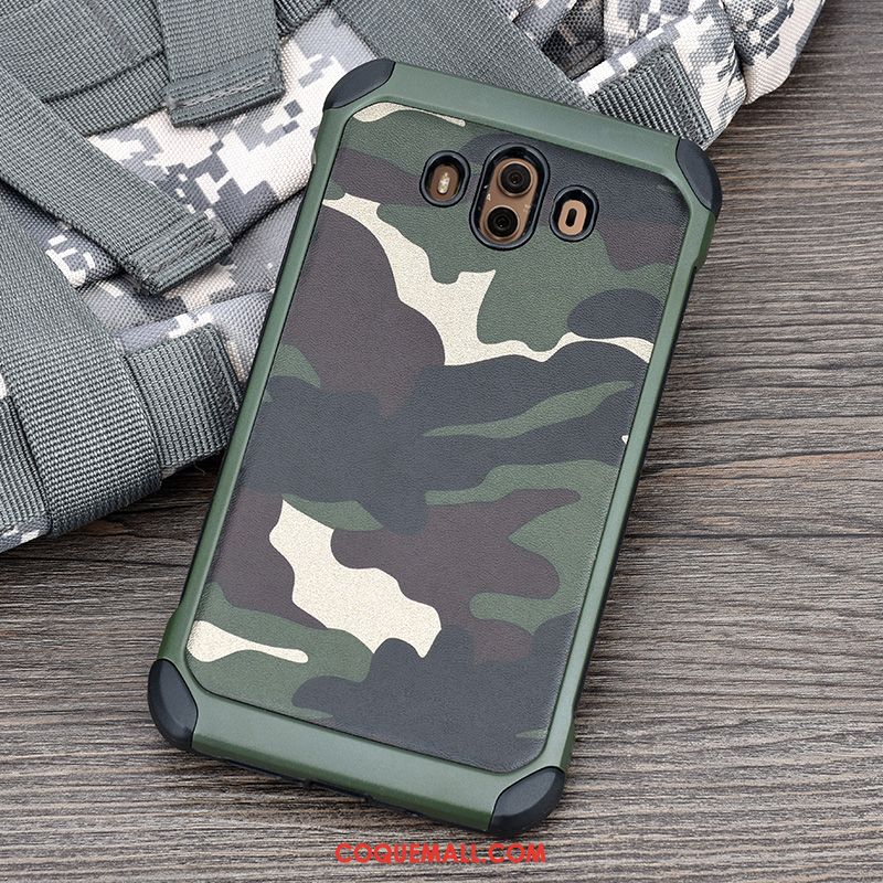 Étui Huawei Mate 10 Support Camouflage Protection, Coque Huawei Mate 10 Vert Anneau Braun Sandfarben